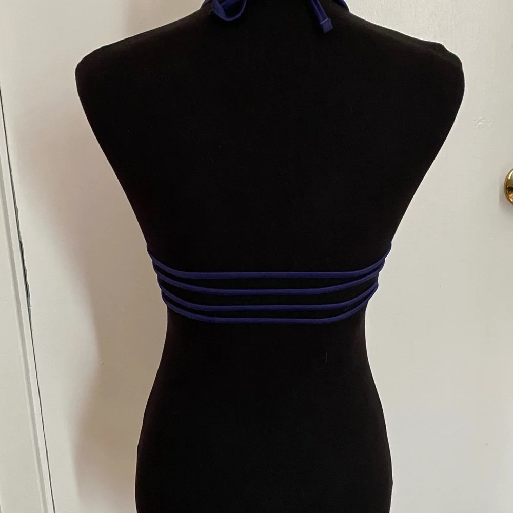 Shekini Ruched Halter Malibu Blue Bikini Top SIZE S - Picture 7 of 8